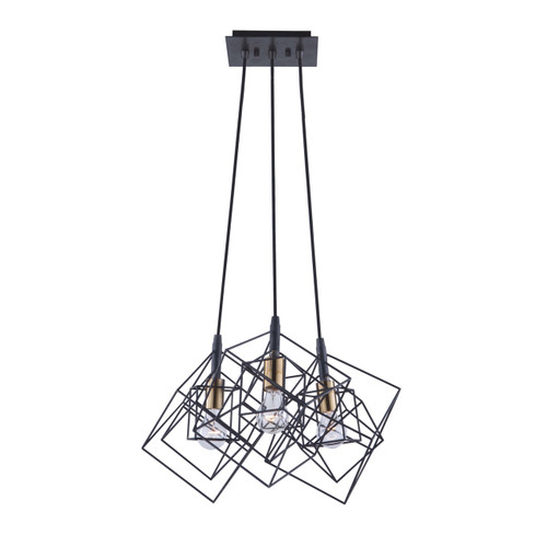 Artistry 3 Light Matte Black & Harvest Brass Chandelier (AC11118)