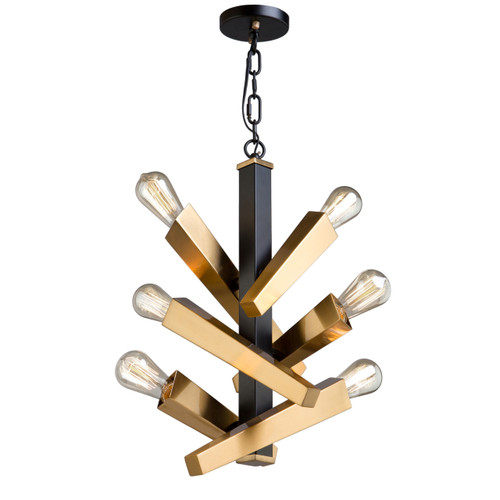 Olympia 6 Light Black & Satin Brass Chandelier (AC11157)