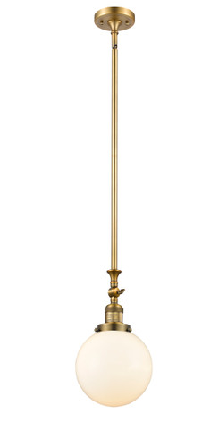 Beacon - 1 Light - 8 inch - Brushed Brass - Stem Hung - Mini Pendant (206-BB-G201-8-LED)
