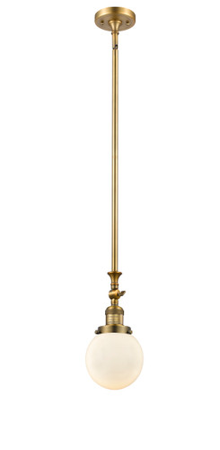 Beacon - 1 Light - 6 inch - Brushed Brass - Stem Hung - Mini Pendant (206-BB-G201-6)