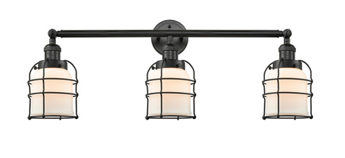 Bell Cage - 3 Light - 31 inch - Matte Black - Bath Vanity Light (205-BK-G51-CE-LED)
