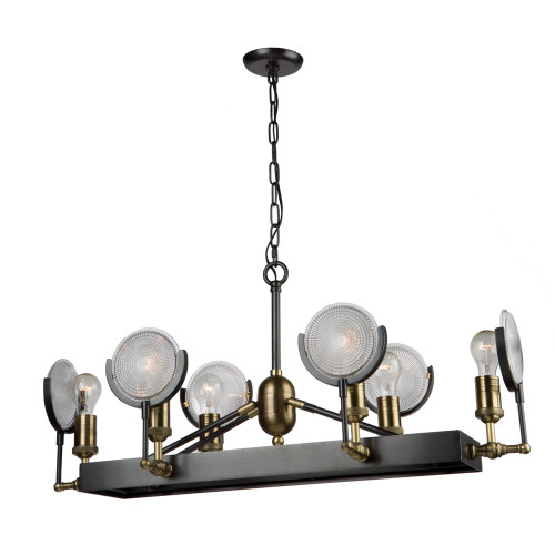 Baker Street 6 Light Slate & Vintage Brass Island Light (AC10602)