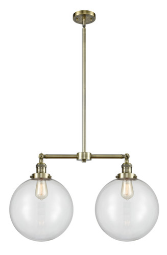 Beacon - 2 Light - 27 inch - Antique Brass - Stem Hung - Island Light (209-AB-G202-12-LED)