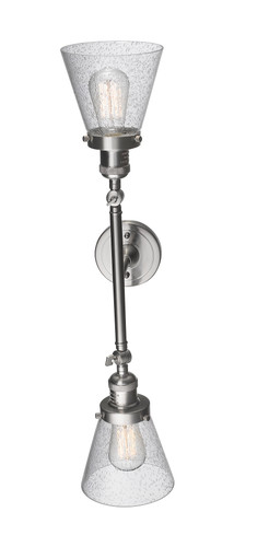 Cone - 2 Light - 6 inch - Brushed Satin Nickel - Bath Vanity Light (208L-SN-G64-LED)