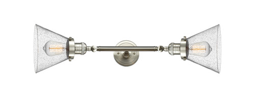 Cone - 2 Light - 8 inch - Brushed Satin Nickel - Bath Vanity Light (208L-SN-G44-LED)