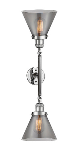 Cone - 2 Light - 8 inch - Polished Chrome - Bath Vanity Light (208L-PC-G43-LED)