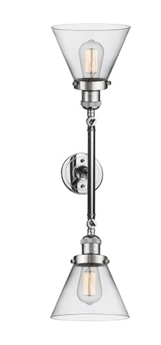 Cone - 2 Light - 8 inch - Polished Chrome - Bath Vanity Light (208L-PC-G42-LED)