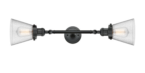 Cone - 2 Light - 6 inch - Matte Black - Bath Vanity Light (208L-BK-G64-LED)