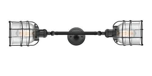 Bell Cage - 2 Light - 6 inch - Matte Black - Bath Vanity Light (208L-BK-G54-CE)