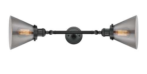 Cone - 2 Light - 8 inch - Matte Black - Bath Vanity Light (208L-BK-G43-LED)