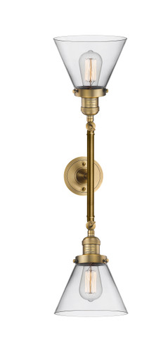 Cone - 2 Light - 8 inch - Brushed Brass - Bath Vanity Light (208L-BB-G42)