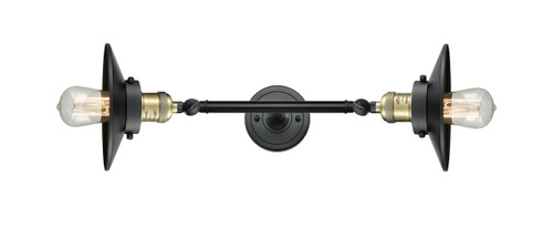 Railroad - 2 Light - 8 inch - Black Antique Brass - Bath Vanity Light (208L-BAB-M6-LED)