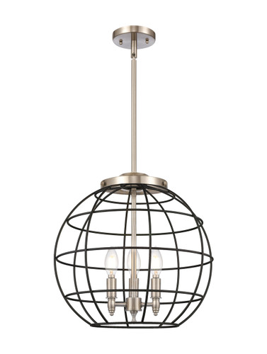 Lake Placid - 3 Light - 16 inch - Satin Nickel - Pendant (221-3S-SN-CE-16-BK)