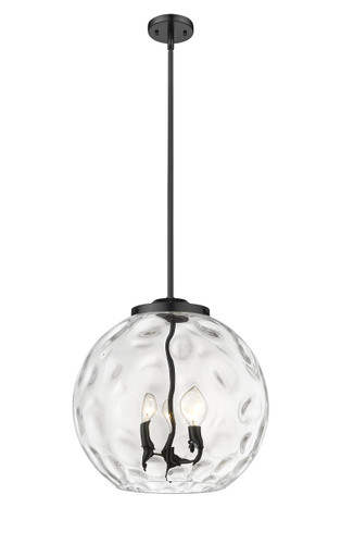 Athens Water Glass - 3 Light - 16 inch - Matte Black - Cord hung - Pendant (221-3S-BK-G1215-16-LED)