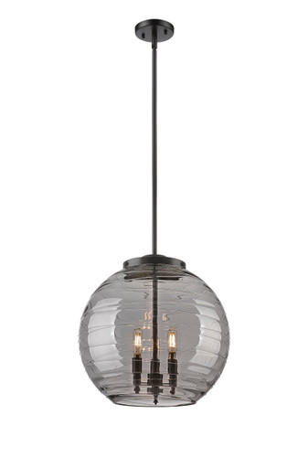Athens Deco Swirl - 3 Light - 16 inch - Matte Black - Cord hung - Pendant (221-3S-BK-G1213-16SM)