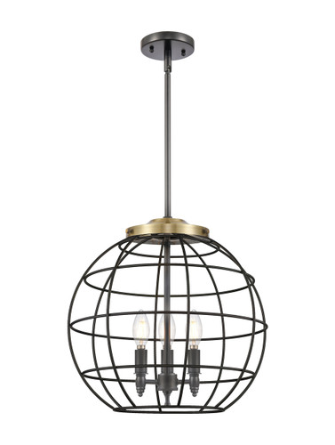 Lake Placid - 3 Light - 16 inch - Black Antique Brass - Pendant (221-3S-BAB-CE-16-BK)