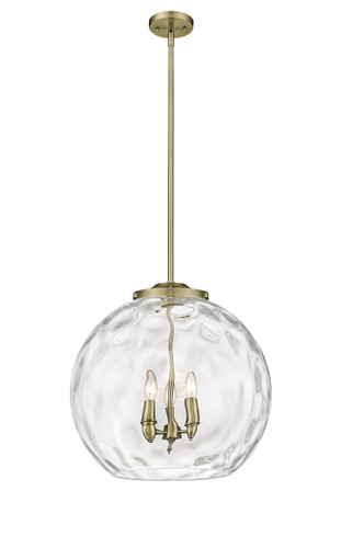 Athens Water Glass - 3 Light - 18 inch - Antique Brass - Cord hung - Pendant (221-3S-AB-G1215-18-LED)
