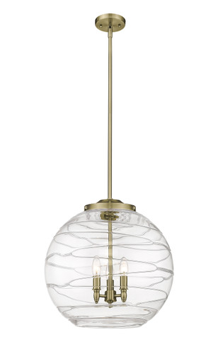 Athens Deco Swirl - 3 Light - 18 inch - Antique Brass - Cord hung - Pendant (221-3S-AB-G1213-18-LED)