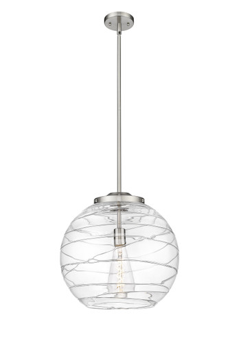 Athens Deco Swirl - 1 Light - 16 inch - Brushed Satin Nickel - Stem Hung - Pendant (221-1S-SN-G1213-16-BB-95-LED)