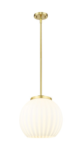 White Venetian - 1 Light - 14 inch - Satin Gold - Stem Hung - Pendant (221-1S-SG-G1217-14WV)