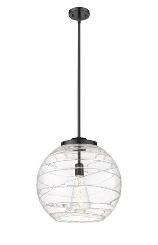 Athens Deco Swirl - 1 Light - 16 inch - Matte Black - Stem Hung - Pendant (221-1S-BK-G1213-16-BB-95-LED)