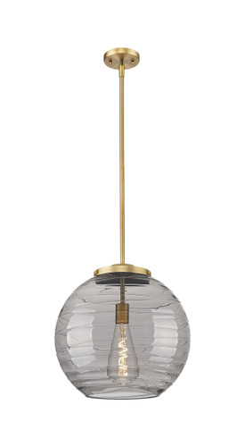 Athens Deco Swirl - 1 Light - 16 inch - Brushed Brass - Stem Hung - Pendant (221-1S-BB-G1213-16SM-BB-95-LED)