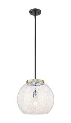 White Mouchette - 1 Light - 14 inch - Black Antique Brass - Stem Hung - Pendant (221-1S-BAB-G1216-14WM)