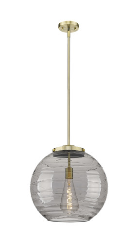 Athens Deco Swirl - 1 Light - 16 inch - Antique Brass - Stem Hung - Pendant (221-1S-AB-G1213-16SM-BB-95-LED)
