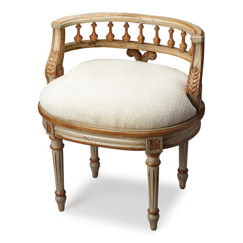 Hathaway Cream & Gold Painted Vanity Seat (1218221)