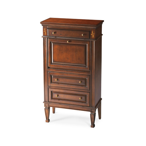 Wordsworth 2775 in W Wood 4 Drawer Secretary with Drop Front Writing Surface, Dark Brown (2126024)