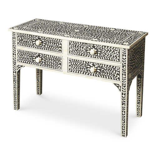 Vivienne Black Bone Inlay Console Table (1860070)