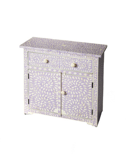 Vivienne 29 in W Rectangular Bone Inlay 1 Drawer 2 Door Console Chest, Purple (3203070)