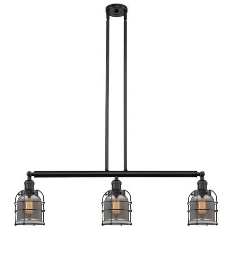 Bell Cage - 3 Light - 39 inch - Matte Black - Stem Hung - Island Light (213-BK-G53-CE)
