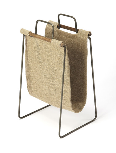 Idaho Burlap & Metal Magazine Basket (5354140)