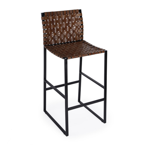 Urban Brown Woven Leather Bar Stool (5445344)