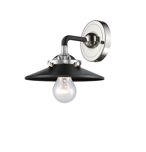 Railroad - 1 Light - 8 inch - Black Polished Nickel - Sconce (284-1W-BPN-M6-BK)