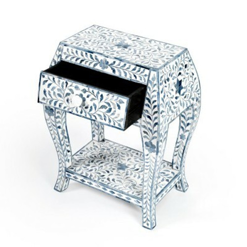 Trubadur Blue And White Bone Inlay Side Table (5530417)