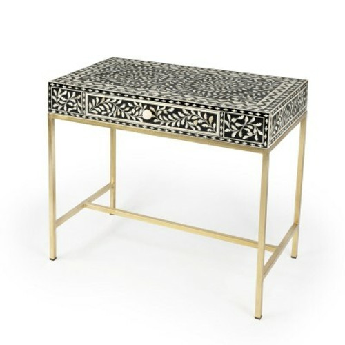 Perilla Black And White Bone Inlay Writing Desk (5529318)