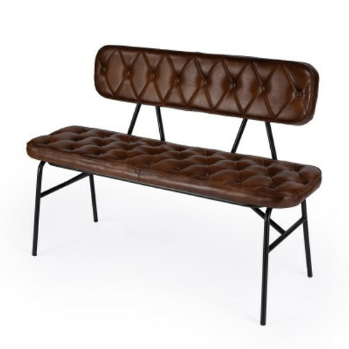 Austin Leather Button Tufted Bench (5622344)