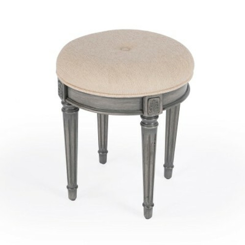 Bernadette Grey Upholstered Vanity Stool (1250418)