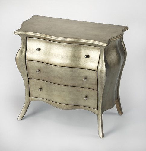 Francine Brushed Pewter Painted Bombe Chest (4006190)