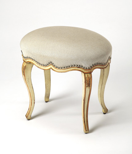 Michelline Cream & Gold Painted Vanity Stool (3629221)