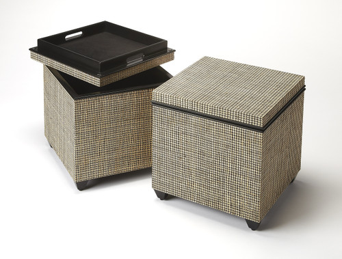 Stickland Houndstooth Raffia Storage Ottoman (3861140)