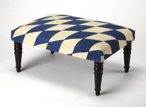 Butler Lucinda Blue & White Harlequin Cocktail Ottoman (3957291)