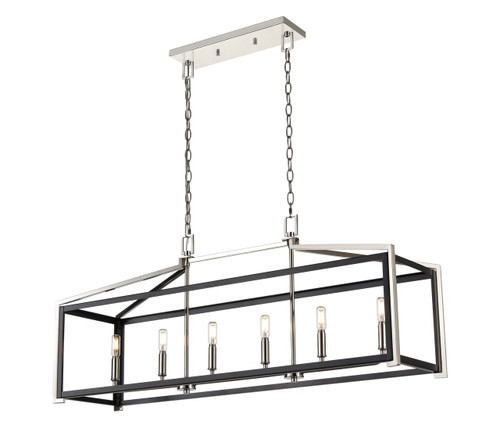 Wiscoy - 6 Light - 42 inch - Black Polished Nickel - Linear Pendant (376-6I-BPN-42)