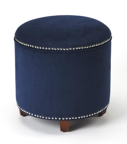 Yara Blue Velvet Storage Ottoman (4488291)