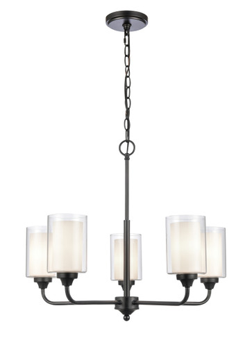 Fairbank - 5 Light - 25 inch - Matte Black - Chain Hung - Chandelier (342-5CR-BK-CLW)