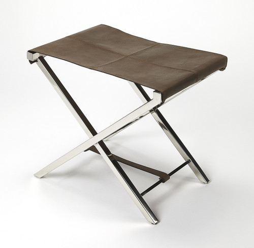 Butler Matteo Leather & Metal Folding Stool (3990140)