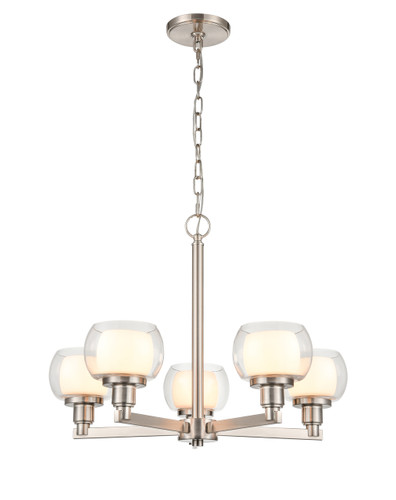 Cairo - 5 Light - 20 inch - Satin Nickel - Chain Hung - Chandelier (330-5CR-SN-CLW-LED)