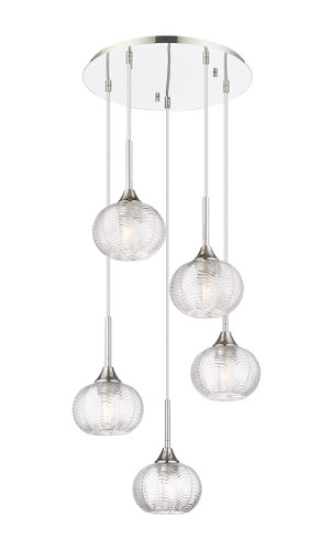Berkshire - 5 Light - 20 inch - Polished Nickel - Cord Hung - Multi Pendant (323-5P-PN-G323-7CL)